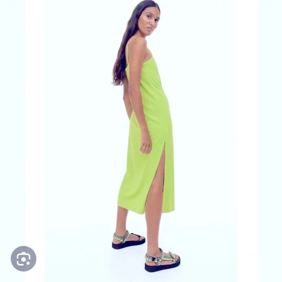 H&M Maxi Bodycon Jersey Slip Dress Lime Green Size Small